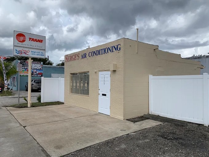 Serge's Air Conditioning shop and Trane sign on W. Hillsborough Ave. in Tampa